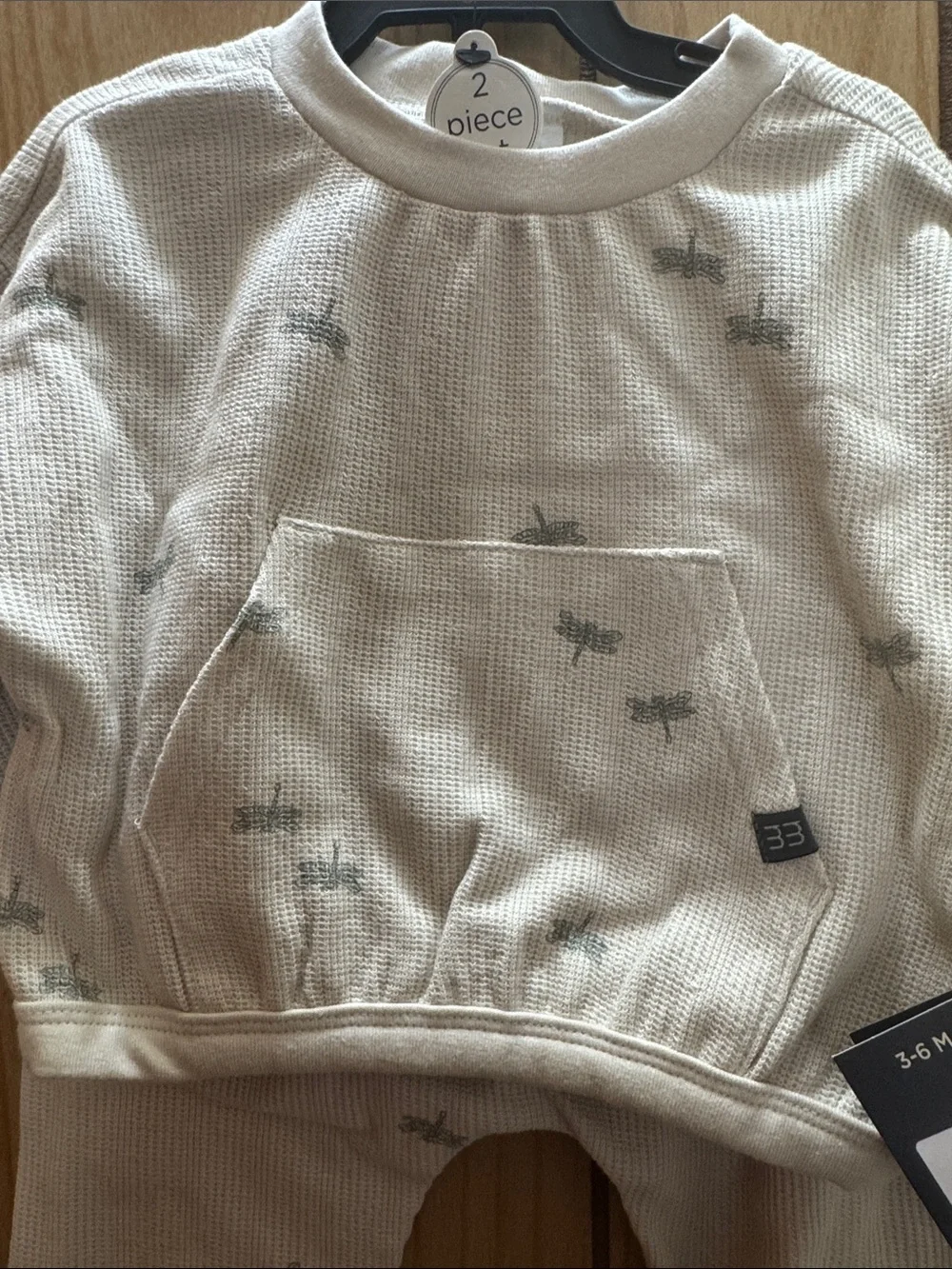 Gerber Cream Waffle Knit Two-Piece Set with Dragonfly Accents